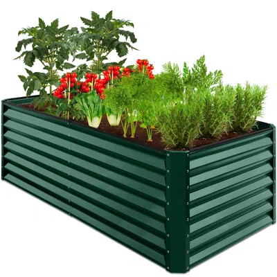 Best Choice Products 6x3x2ft Outdoor Metal Raised Garden Bed,rectangle-charcoal In Green