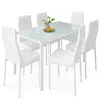 Best Choice Products 7-piece Kitchen Dining Table Set W/ Glass Tabletop, 6 Faux Leather Chairs