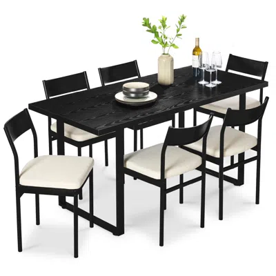 Best Choice Products 7-piece Modern Industrial Dining Set, Table W/6 Upholstered Chairs