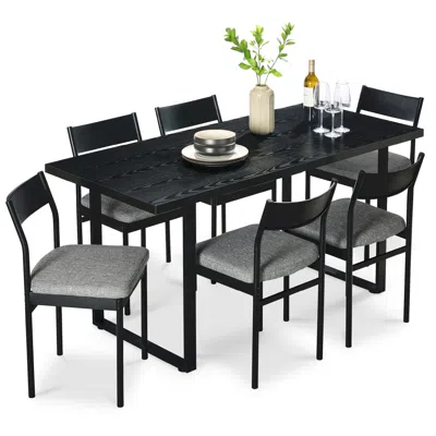 Best Choice Products 7-piece Modern Industrial Dining Set, Table W/6 Upholstered Chairs
