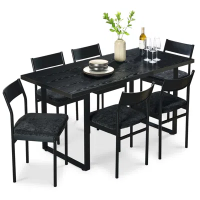 Best Choice Products 7-piece Modern Industrial Dining Set, Table W/6 Upholstered Chairs