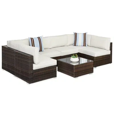 Best Choice Products 7-piece Outdoor Modular Patio Conversation Furniture, Wicker Sectional Set In Brown