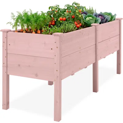 Best Choice Products 72 X 24" X 30" Raised Garden Bed, Extra Deep 16" Depth, Elevated Wood Planter Stand" In Pink