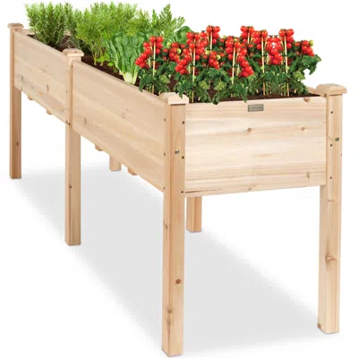 Best Choice Products 72x23x30in Raised Garden Bed, Elevated Wood Planter Box For Patio W/ Divider Panel In Pink