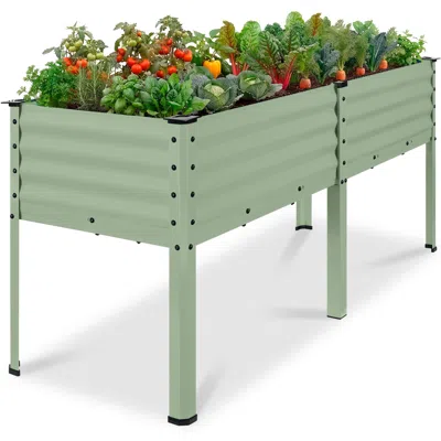 Best Choice Products 72x24x30in Non Toxic Elevated Galvanized Metal Garden Bed Corner Protectors In Green