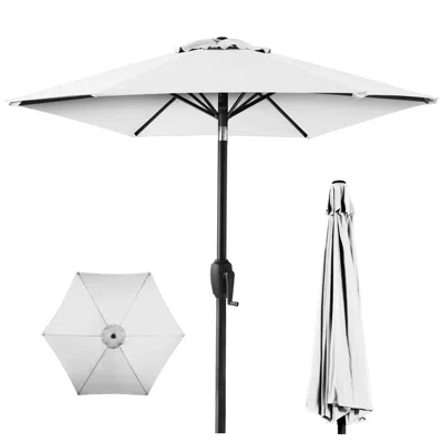 Best Choice Products 7.5ft Heavy-duty Outdoor Market Patio Umbrella W/ Push Button Tilt, Easy Crank - White