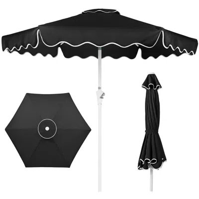 Best Choice Products 7.5ft Patio Market Umbrella With Wavy Trim, Fade-resistant, Crank & Tilt, Wind Vent