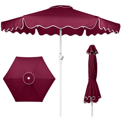 Best Choice Products 7.5ft Patio Market Umbrella With Wavy Trim, Fade-resistant, Crank & Tilt, Wind Vent