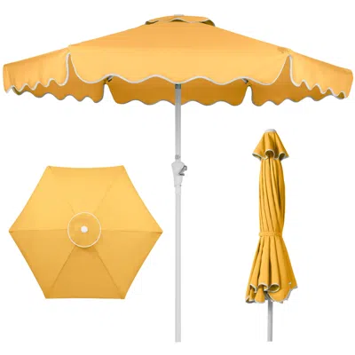 Best Choice Products 7.5ft Patio Market Umbrella With Wavy Trim, Fade-resistant, Crank & Tilt, Wind Vent In Metallic