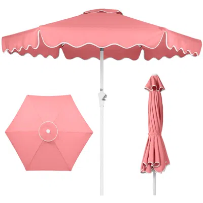 Best Choice Products 7.5ft Patio Market Umbrella With Wavy Trim, Fade-resistant, Crank & Tilt, Wind Vent In Pattern