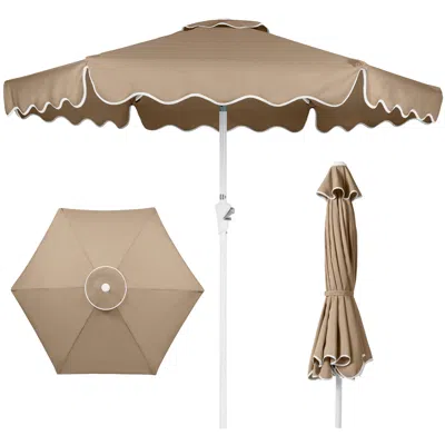 Best Choice Products 7.5ft Patio Market Umbrella With Wavy Trim, Fade-resistant, Crank & Tilt, Wind Vent In Pink