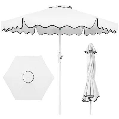 Best Choice Products 7.5ft Patio Market Umbrella With Wavy Trim, Fade-resistant, Crank & Tilt, Wind Vent In White