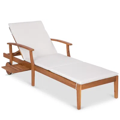 Best Choice Products 79x26in Acacia Wood Outdoor Chaise Lounge Chair W/ Adjustable Backrest, Table, Wheels In Brown