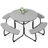 Best Choice Products 8-person Circular Outdoor Picnic Table W/ 4 Benches, Umbrella Hole, 2000lb Capacity