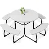 Best Choice Products 8-person Circular Outdoor Picnic Table W/ 4 Benches, Umbrella Hole, 2000lb Capacity