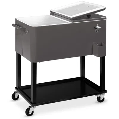 Best Choice Products 80qt Steel Rolling Cooler Cart W/ Bottle Opener, Catch Tray, Drain Plug, Locking Wheels In Gray