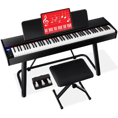Best Choice Products 88-key Weighted Full Size Digital Piano Set W/ U-stand, 3 Sustain Pedal Unit, Stool, Cover In Black