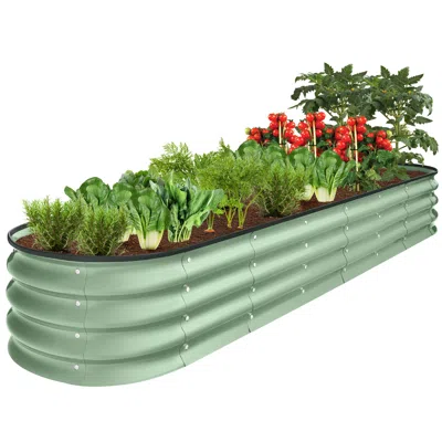 Best Choice Products 8x2x1ft Outdoor Metal Raised Oval Garden Bed, Planter Box For Vegetables, Flowers In Green