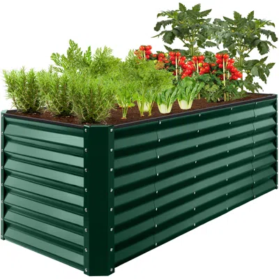 Best Choice Products 8x2x2ft Raised Metal Outdoor Garden Bed, Planter Box For Flowers, Vegetables, Herbs - Dark Green