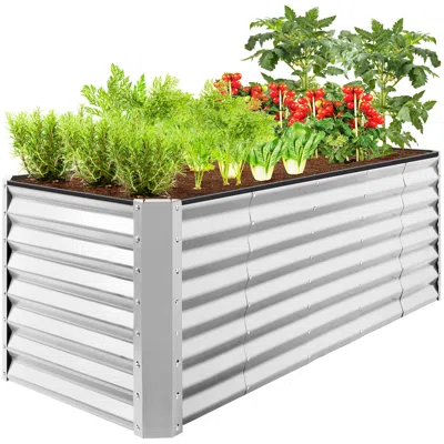 Best Choice Products 8x2x2ft Raised Metal Outdoor Garden Bed, Planter Box For Flowers, Vegetables, Herbs - Galvanized