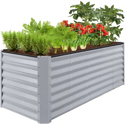 Best Choice Products 8x2x2ft Raised Metal Outdoor Garden Bed, Planter Box For Flowers, Vegetables, Herbs - Moonlight Gray