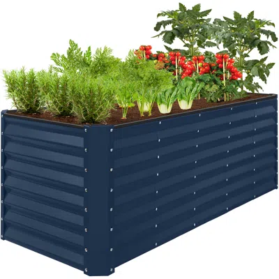 Best Choice Products 8x2x2ft Raised Metal Outdoor Garden Bed, Planter Box For Flowers, Vegetables, Herbs - Navy