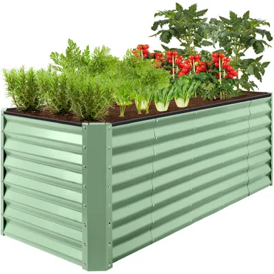 Best Choice Products 8x2x2ft Raised Metal Outdoor Garden Bed, Planter Box For Flowers, Vegetables, Herbs - Sage Green