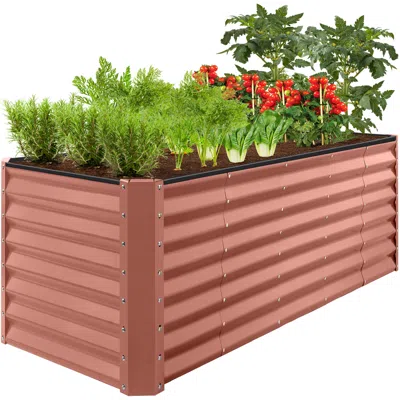 Best Choice Products 8x2x2ft Raised Metal Outdoor Garden Bed, Planter Box For Flowers, Vegetables, Herbs - Terracotta
