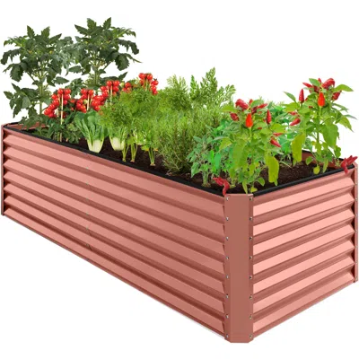 Best Choice Products 8x4x2ft Outdoor Metal Raised Garden Bed, Planter Box For Vegetables, Flowers, Herbs In Orange