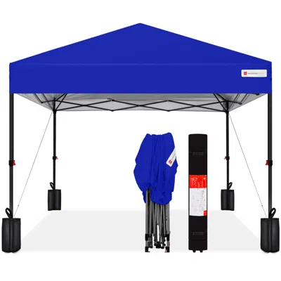 Best Choice Products 8x8ft Easy Setup Pop Up Canopy W/ 1-button Setup, Wheeled Case, 4 Weight Bags In Neutral