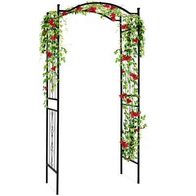 Best Choice Products 92in Steel Garden Arch Arbor Outdoor Trellis For Garden, Climbing Plants W/ Wire Lattice - Black In Gray