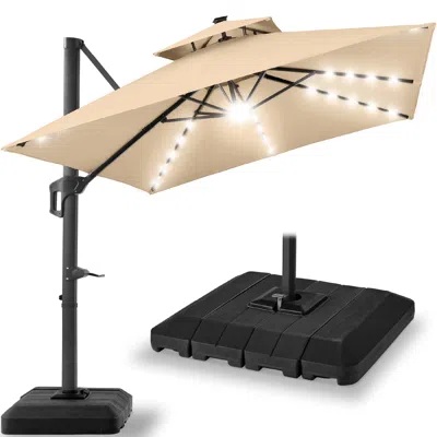 Best Choice Products 9x12ft 2-tier Square Outdoor Solar Led Cantilever Umbrella W/ 360-rotating Base -