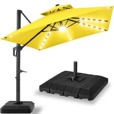 Best Choice Products 9x12ft 2-tier Square Outdoor Solar Led Cantilever Umbrella W/ 360-rotating Base -
