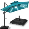 Best Choice Products 9x12ft 2-tier Square Outdoor Solar Led Cantilever Umbrella W/ 360-rotating Base Cerulean In Blue