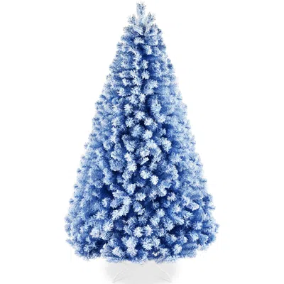 Best Choice Products Artificial Flocked Christmas Tree, 6ft Premium Unlit Colorful Pine Holiday Décor W/stand In Blue