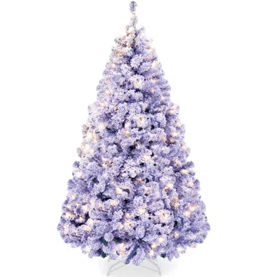 Best Choice Products Artificial Flocked Christmas Tree, Pre-lit Holiday Décor W/ Twinkle Lights - 6ft In Purple
