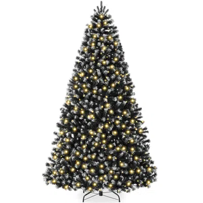 BEST CHOICE PRODUCTS ARTIFICIAL FROSTED CHRISTMAS TREE, PREMIUM PRE-LIT SPRUCE DESIGN, DENSE BRANCHES - BLACK SPRUCE