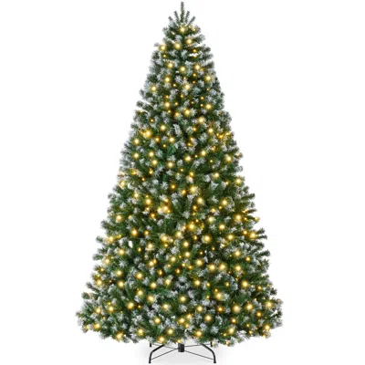 BEST CHOICE PRODUCTS ARTIFICIAL FROSTED CHRISTMAS TREE, PREMIUM PRE-LIT SPRUCE DESIGN, DENSE BRANCHES - GREEN SPRUCE