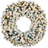 Best Choice Products Artificial Pre-lit Flocked Fir Christmas Wreath Decoration W/ 2-in-1 Led Lights