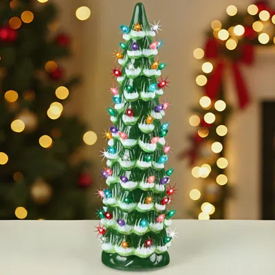 BEST CHOICE PRODUCTS CERAMIC CHRISTMAS TREE, 21IN HAND-PAINTED HOLIDAY DECOR
