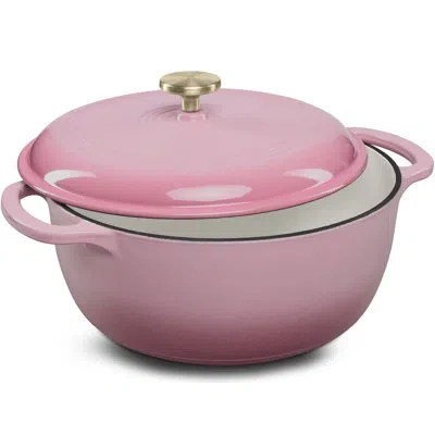 Best Choice Products Choice Products Enamel Cast-iron Dutch Oven, Heavy-duty Cookware W/ Dual Handles, Lid In Pink Champagne