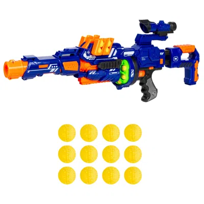 Best Choice Products Electric Customizable Soft Foam Ball Long-distance Blaster Toy W/ Barrel Extension, 12 Balls, Bipod In Blue