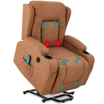 Best Choice Products Electric Power Lift Recliner Massage Chair Furniture W/ Usb Port, Heat, Cupholders In Brown