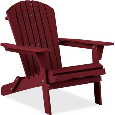 Best Choice Products Folding Adirondack Chair Outdoor, Wooden Accent Lounge Furniture W/ 350lb Capacity