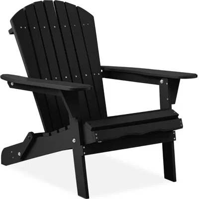 Best Choice Products Folding Adirondack Chair Outdoor, Wooden Accent Yard Furniture W/ 350lb Capacity