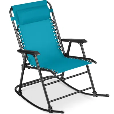 Best Choice Products Folding Outdoor Zero Gravity Rocking Lounge Chair W/ Headrest Pillow