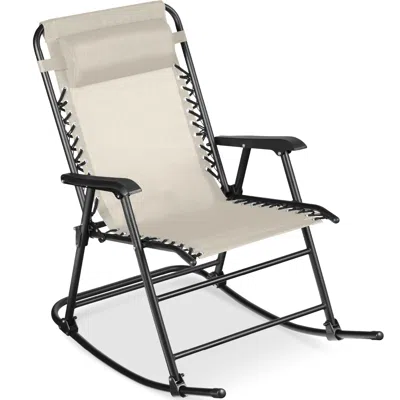 Best Choice Products Folding Outdoor Zero Gravity Rocking Lounge Chair W/ Headrest Pillow