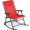 Best Choice Products Folding Outdoor Zero Gravity Rocking Lounge Chair W/ Headrest Pillow