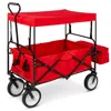 Best Choice Products Folding Utility Cargo Wagon Cart W/ Removable Canopy, Cup Holders