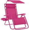 Best Choice Products Folding Zero Gravity Recliner Patio Lounge Chair W/ Canopy Shade, Headrest, Tray - Hot Pink